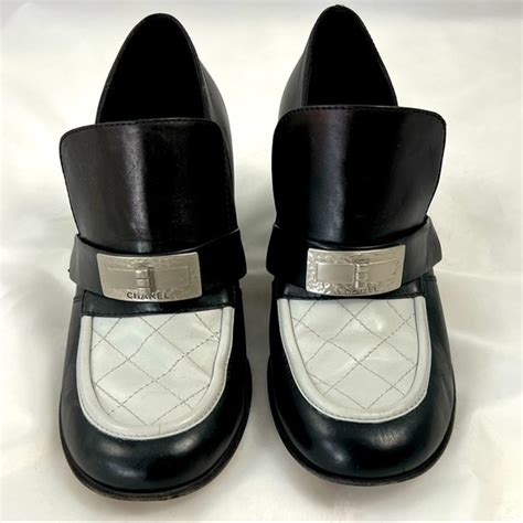 chanel lofer|chanel black and white loafers.